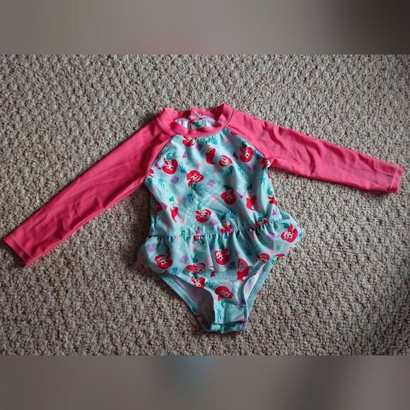The Little Mermaid Baby Girl One-Piece Rash Guard Swimsuit size 12m - Picture 4 of 16